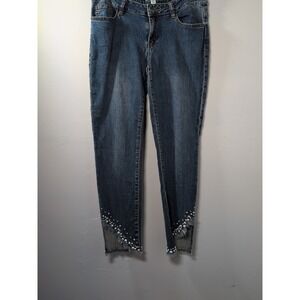 VIA RITINA Jeans, Straight Leg Embellished Jeans Size 4‎
